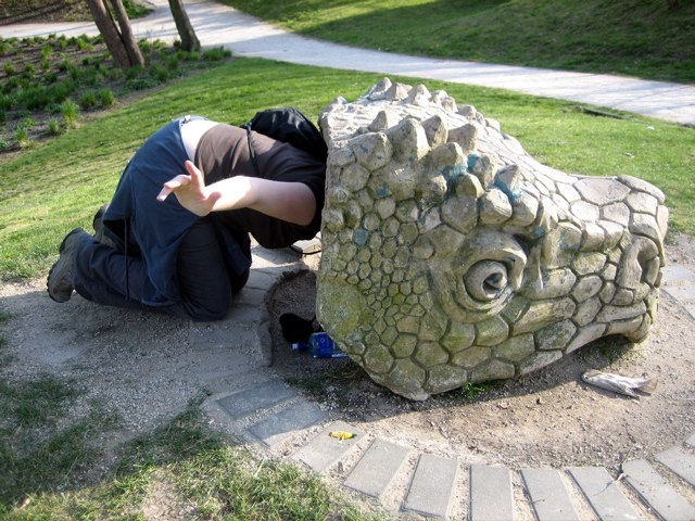 Hybrid human-dinosaur creature