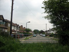Field near suburban street